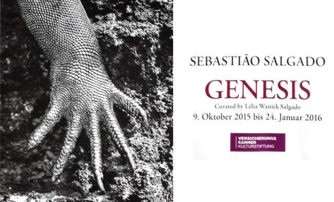 Hand einer Echse, Ausstellungsplakat der Ausstellung "Genesis" von Sebastiao Salgado